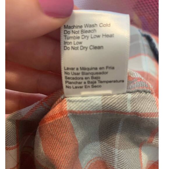 Jachs Girlfriend pink plaid roll tab long sleeves shirt size XL - Picture 5 of 11